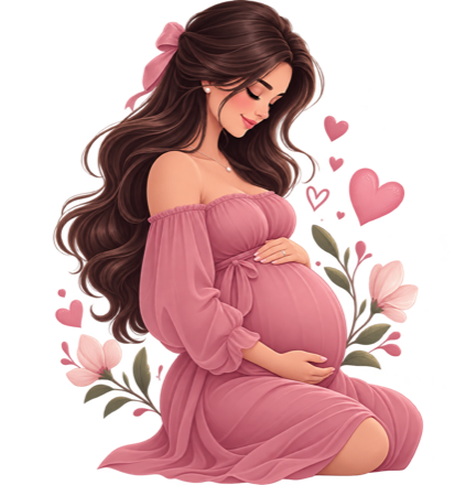 Ilustração de uma gestante acolhendo a barriga